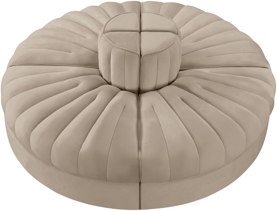 Rummi - Round Velvet Performance Fabric Upholstered 4 Piece Modular Sofa - Stylish Home Furniture