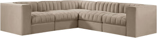 Rummi - Symmetrical Velvet Performance Fabric Upholstered 5 Piece Modular Sectional - Stylish Home Furniture