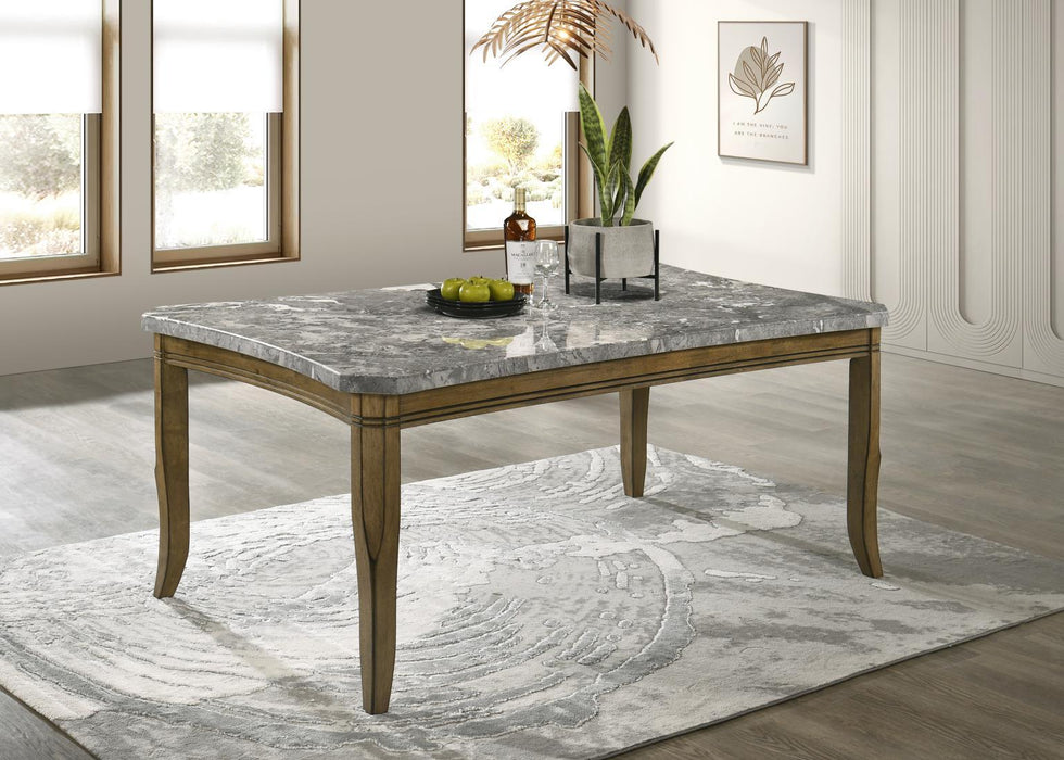 D076 - Rectangular Dining Table - Dark Dray Brush / Graystone Marble