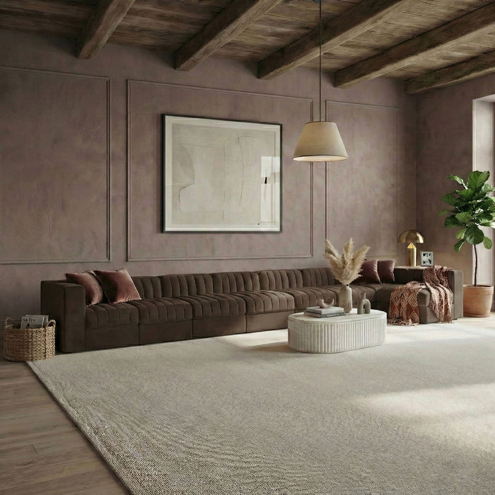 Rummi - Velvet Performance Fabric Upholstered 8 Piece Modular Sectional, L-Shaped (Right) - Stylish Home Furniture