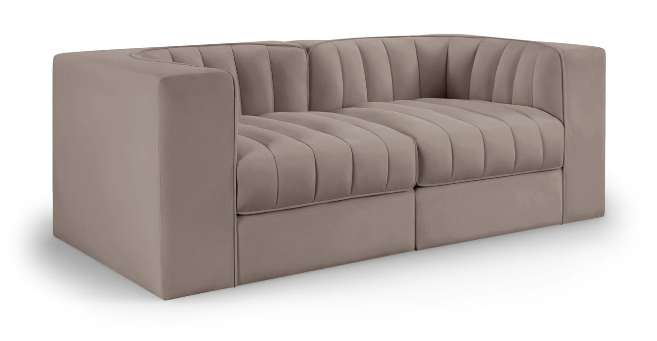 Rummi - Velvet Performance Fabric Upholstered 2 Piece Modular Loveseat - Stylish Home Furniture