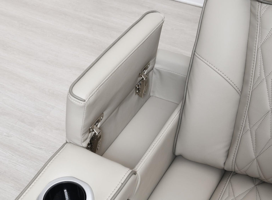 U11 - 3 Piece Power LED Sectional, Power Headrest, Heat, Massage Wireless Charger, And USB - Gray