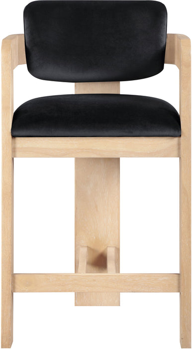 Sacha - Velvet Stool With Natural Base