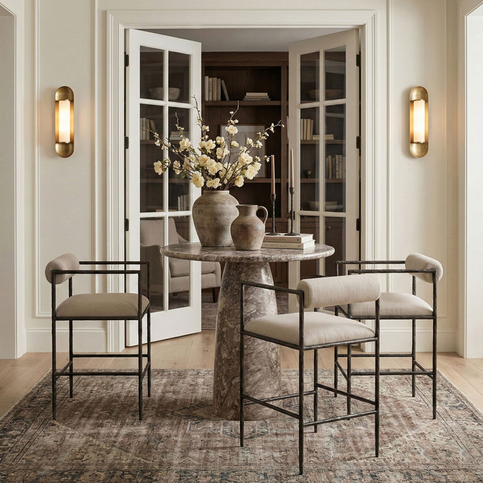 Axis - Linen Textured Beige Fabric Upholstered Counter Stool (Set of 2) - Stylish Home Furniture