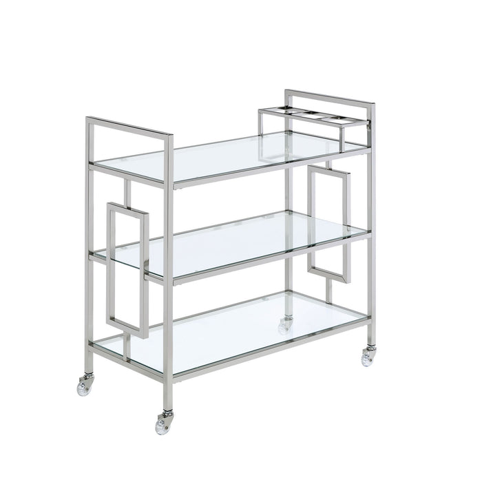 Ezra - Serving Bar Cart - Chrome - Stylish Home Furniture