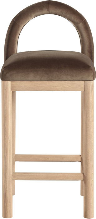 Conrad - Velvet Counter Stool With Natural Legs