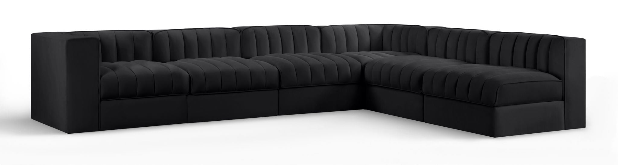 Rummi - Velvet Performance Fabric Upholstered 6 Piece Modular Sectional - Stylish Home Furniture