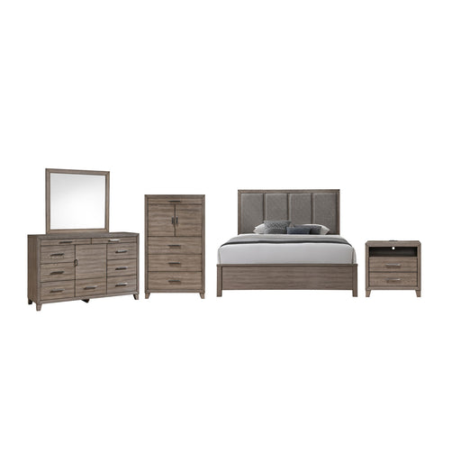 Harrisburg - 6/6 Eastern King 5 Piece Bedroom Set (Bed, Dresser, Mirror, Chest, Nightstand) - Dark Gray - Stylish Home Furniture