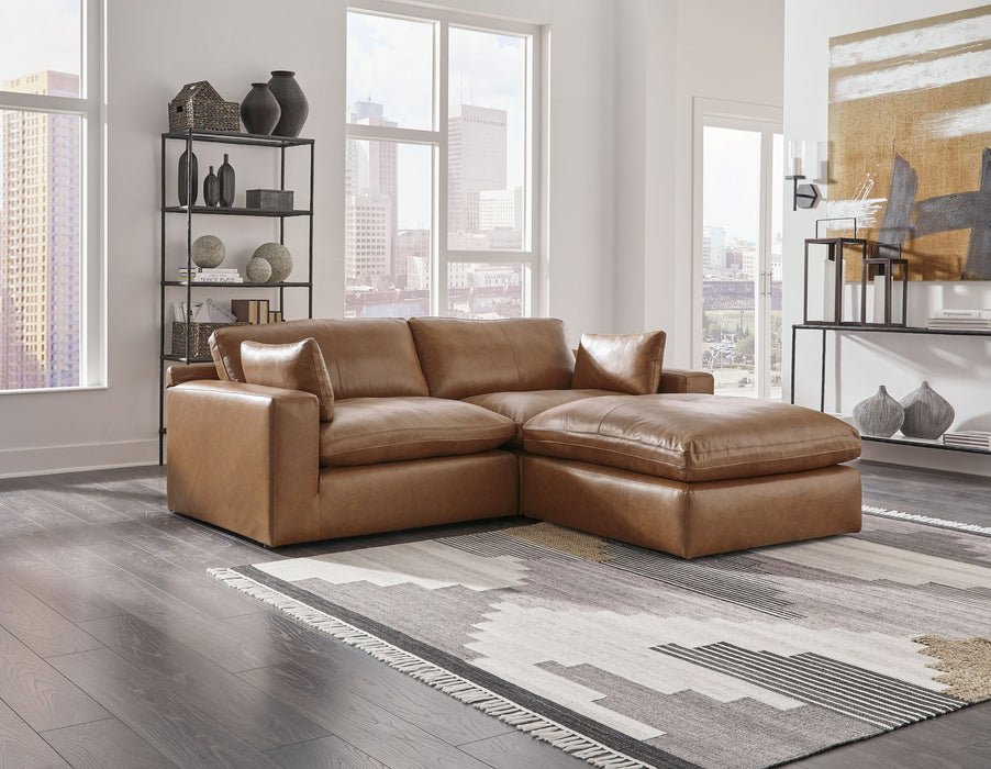 Emilia - 3 Pc. - 2-Piece Sectional Loveseat, Ottoman - Caramel - Stylish Home Furniture