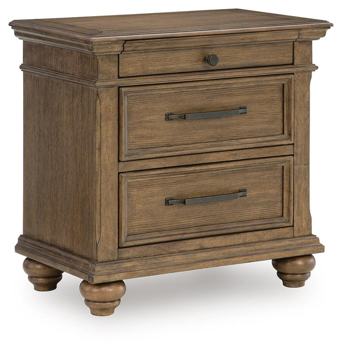 Karallin - Three Drawer Night Stand - Medium Brown - Stylish Home Furniture