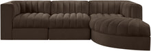 Rummi - Velvet Performance Fabric Upholstered 4 Piece Modular Sectional, With Reverse Corner Chair - Stylish Home Furniture