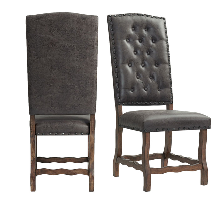 Gramercy - Tufted Tall Back Side Chair (Set of 2) - Chocolate - Stylish Home Furniture