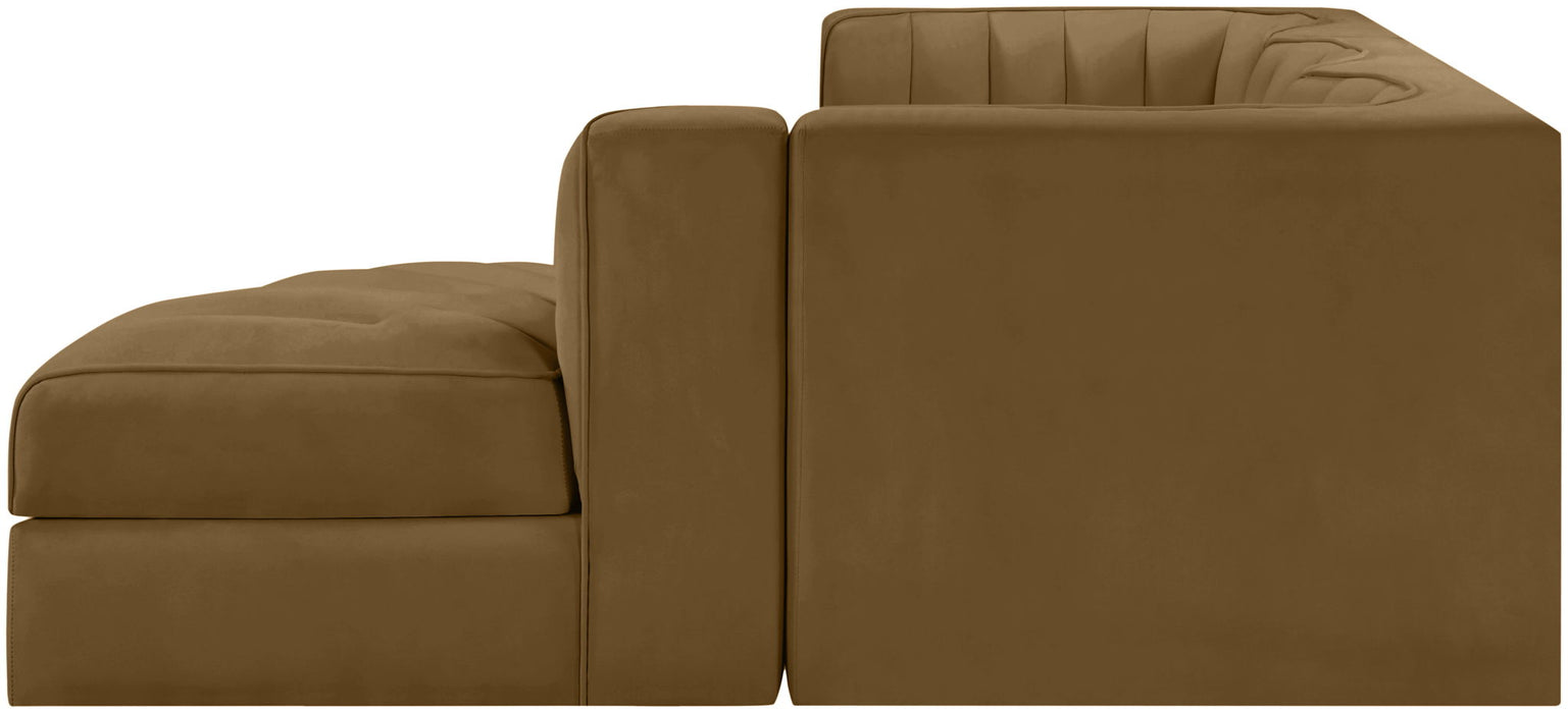 Rummi - Velvet Performance Fabric Upholstered 4 Piece Modular Sectional, With Reverse Corner Chair - Stylish Home Furniture