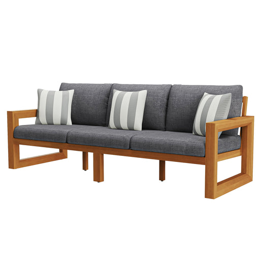 Bristol - Bay Wood Outdoor Sofa With Cushions - Natural / Brown / Gray - Stylish Home Furniture
