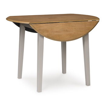 Harperfeld - Round Dining Room Drop Leaf Table - Natural / Gray - Stylish Home Furniture