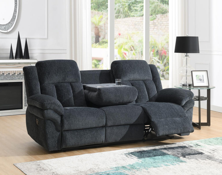 U179 - Motion Sofa With Drop Down Table - Charcoal Gray - Stylish Home Furniture