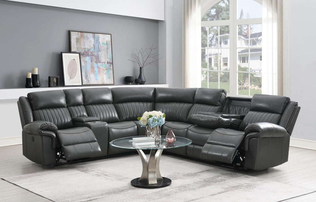 U23 - 3 Piece Power Reclining Sectional With Screen - Gray