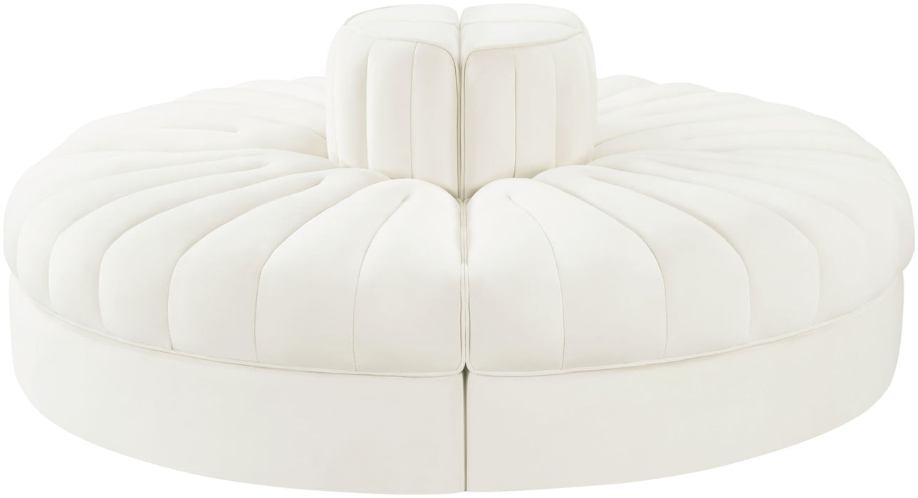 Rummi - Round Velvet Performance Fabric Upholstered 4 Piece Modular Sofa - Stylish Home Furniture