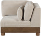 Turin - Chenille Fabric Upholstered Modular Corner Chair - Taupe / Brown Walnut - Stylish Home Furniture