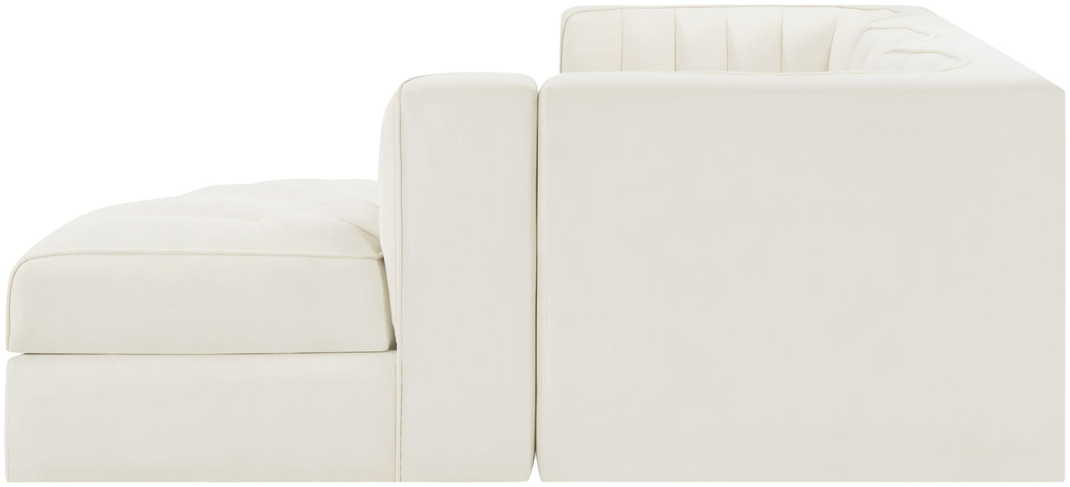 Rummi - Velvet Performance Fabric Upholstered 4 Piece Modular Sectional, With Reverse Corner Chair - Stylish Home Furniture