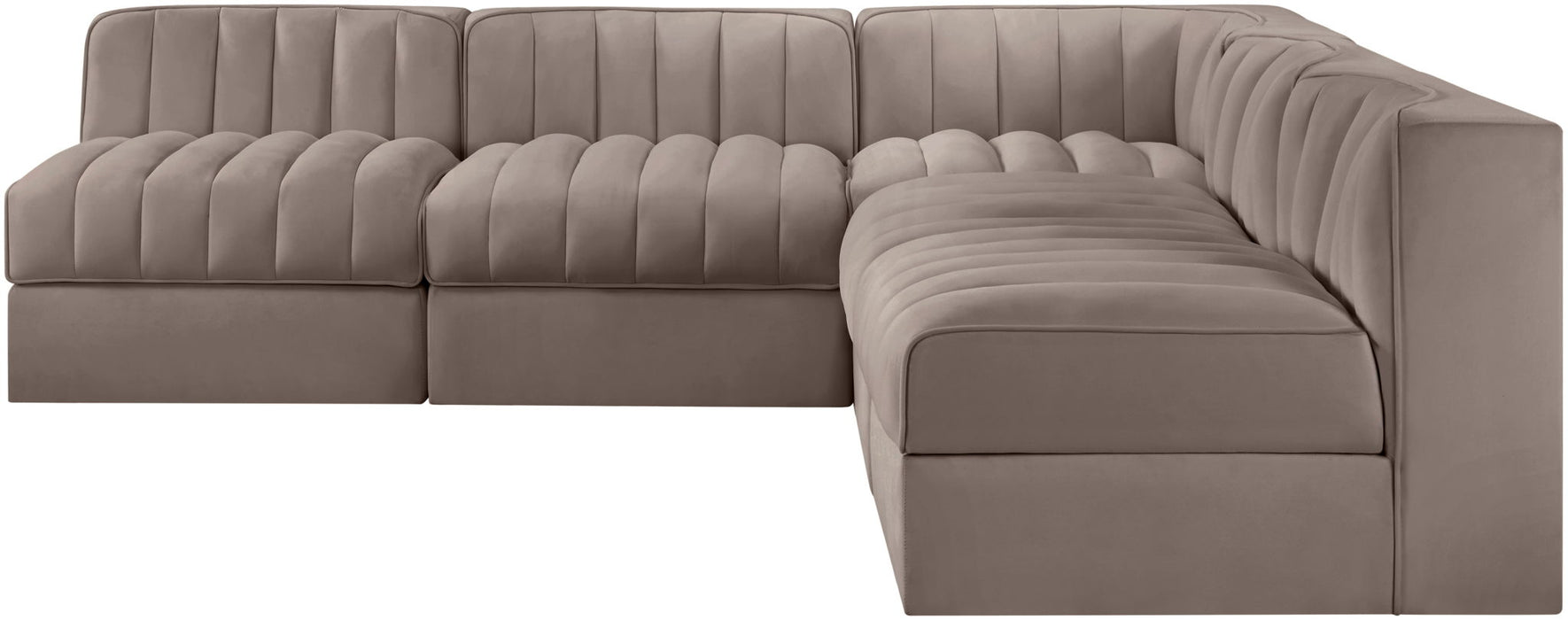Rummi - Armless Velvet Performance Fabric Upholstered 5 Piece Modular Sectional - Stylish Home Furniture