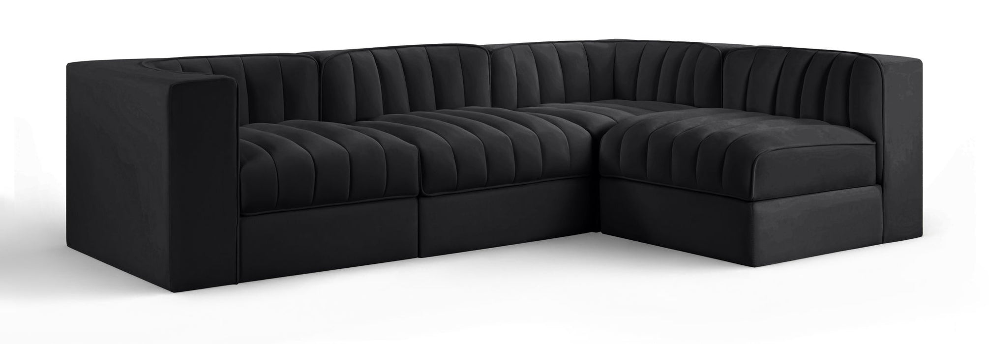 Rummi - Velvet Performance Fabric Upholstered 4 Piece Modular Sectional - Stylish Home Furniture