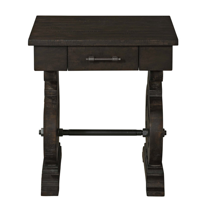 Stone - Chairside Table With PU Base - Dark Walnut - Stylish Home Furniture