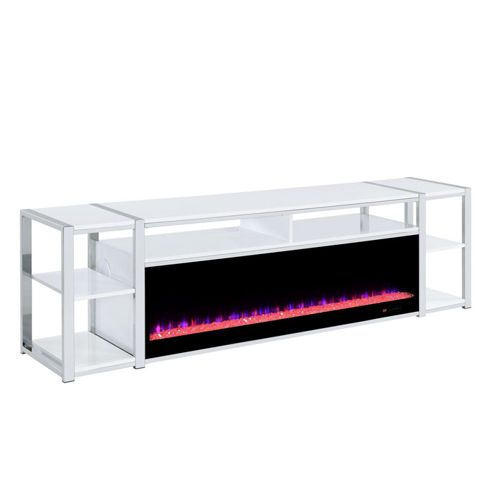 Midway - 80" TV Console With Firelight - White - Stylish Home Furniture
