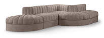 Rummi - Rounded Velvet Performance Fabric Upholstered 5 Piece Modular Sectional - Stylish Home Furniture