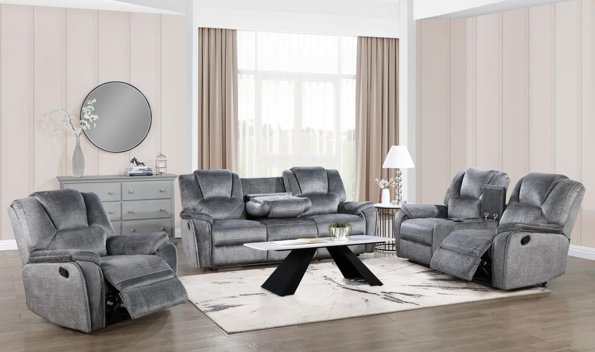 U121 - Motion Sofa With Dropdown Table - Gray