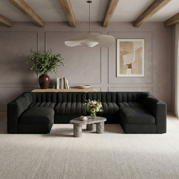 Rummi - Armless Velvet Performance Fabric Upholstered 6 Piece Modular Sectional - Stylish Home Furniture