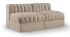 Rummi - Velvet Performance Fabric Upholstered 2 Piece Modular Armless Loveseat - Stylish Home Furniture