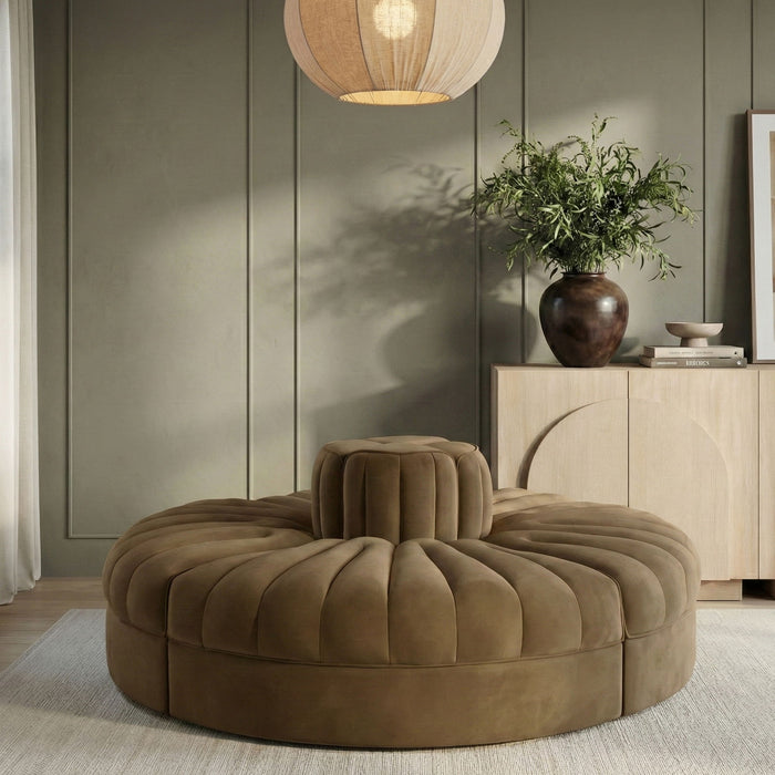 Rummi - Round Velvet Performance Fabric Upholstered 4 Piece Modular Sofa - Stylish Home Furniture