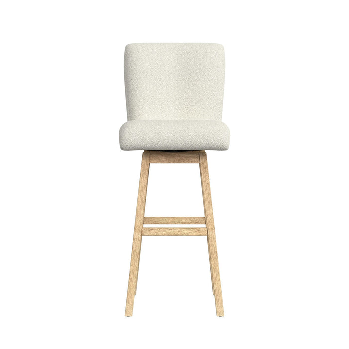 Cambrie - Upholstered Swivel Bar Stool With Boucle (Set of 2) - Beige / Natural - Stylish Home Furniture