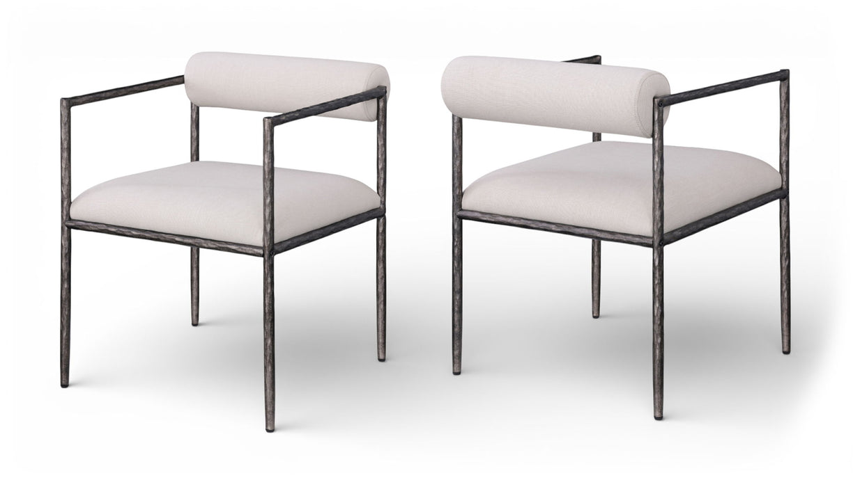 Axis - Linen Textured Beige Fabric Upholstered Dining Chair (Set of 2) - Stylish Home Furniture