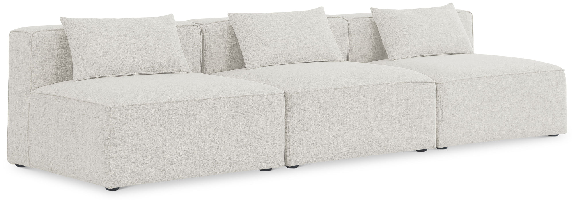 Cube - Linen Modular 3 Seat Armless Sofa