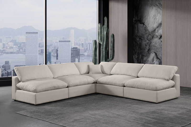 Comfy - 5 Piece Linen Modular Corner Armless Sectional