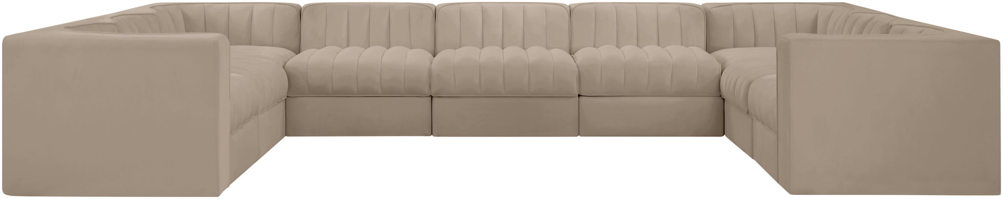 Rummi - Velvet Performance Fabric Upholstered 9 Piece Modular Sectional - Stylish Home Furniture