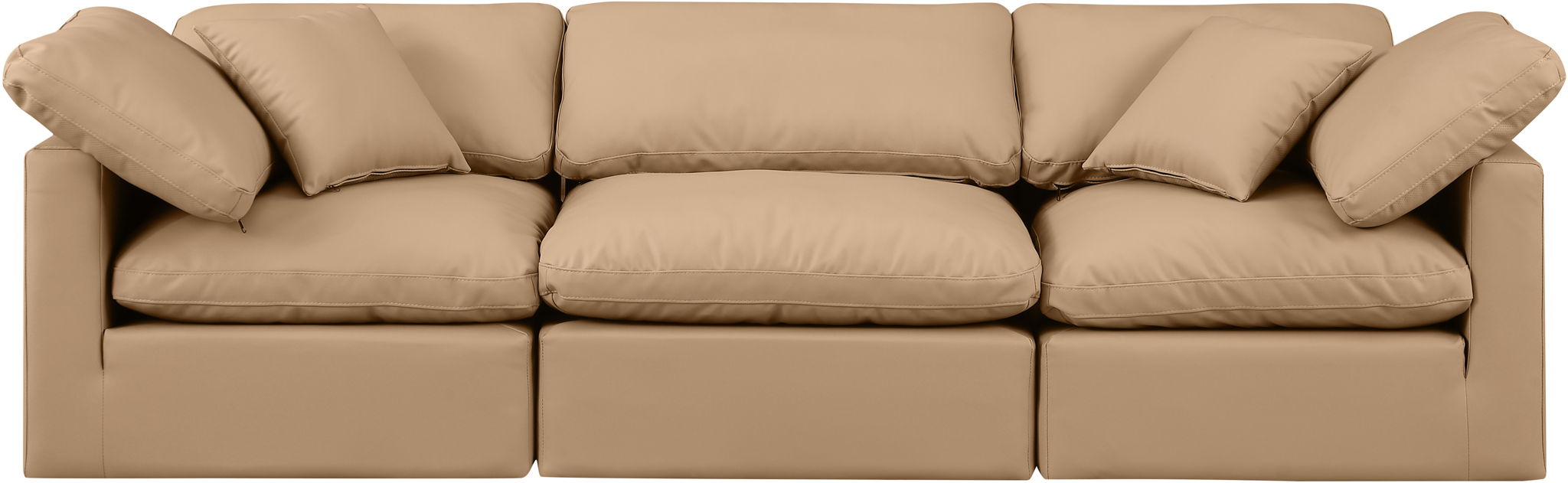 Indulge - Faux Leather 3 Piece Modular Sofa - Tan - Stylish Home Furniture