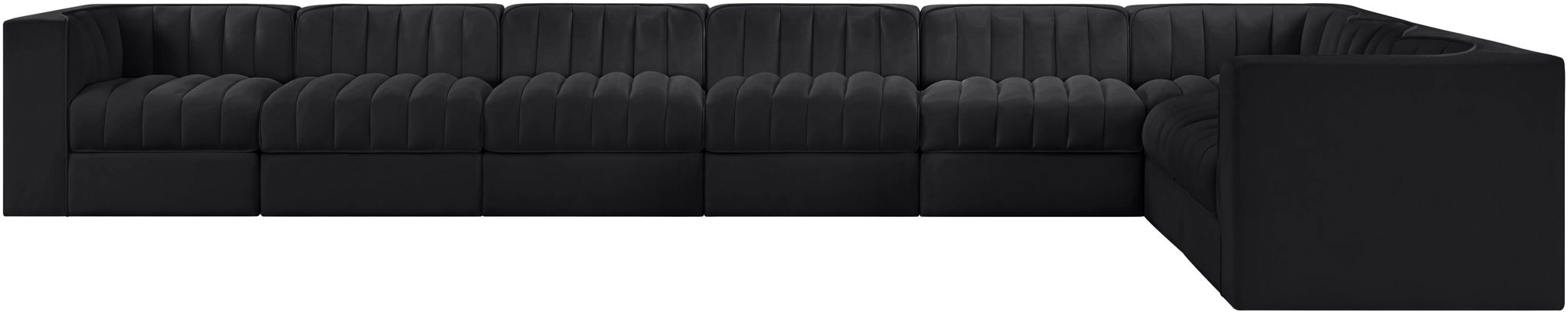 Rummi - Velvet Performance Fabric Upholstered 8 Piece Modular Sectional (With 3 Corner Chairs) - Stylish Home Furniture