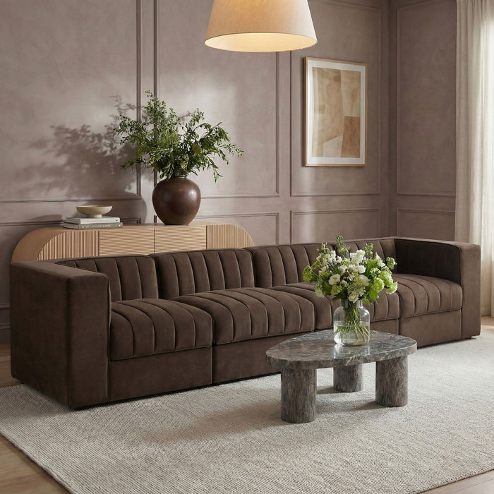 Rummi - Velvet Performance Fabric Upholstered 4 Piece Modular Sofa - Stylish Home Furniture