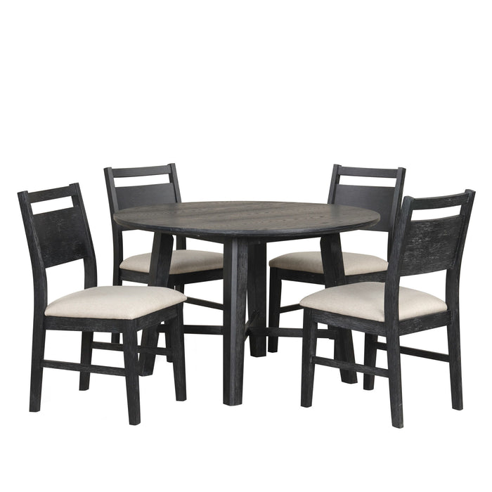 Sable Crest - 5 Piece Set (Round Dining Table & 4 Chairs) - Black