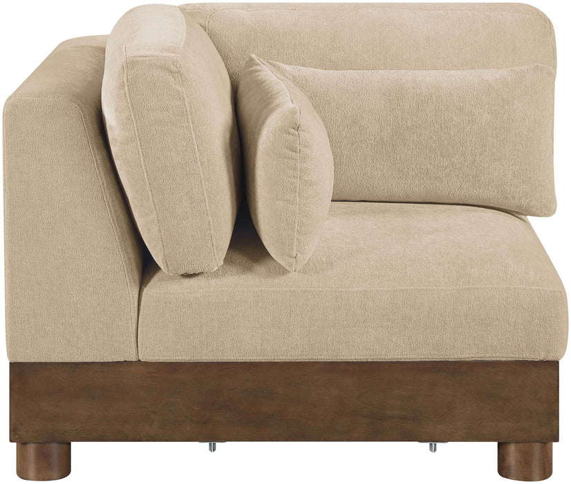 Turin - Chenille Fabric Upholstered Modular Corner Chair - Walnut Base - Stylish Home Furniture