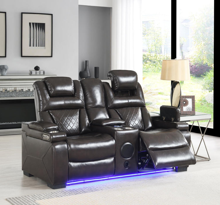 U104 - Power Reclining Loveseat - Dark Brown