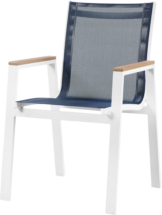 Nizuc - Outdoor Patio Dining Arm Chair With White Frame And Natural Arms (Set of 2)