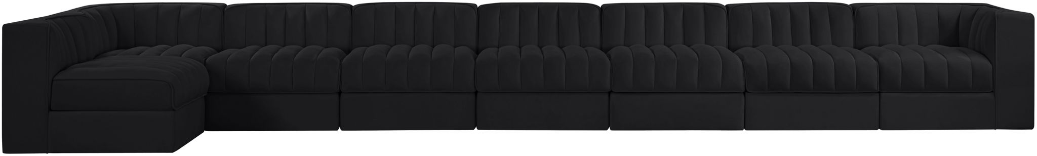 Rummi - Velvet Performance Fabric Upholstered 8 Piece Modular Sectional, L-Shaped (Right) - Stylish Home Furniture