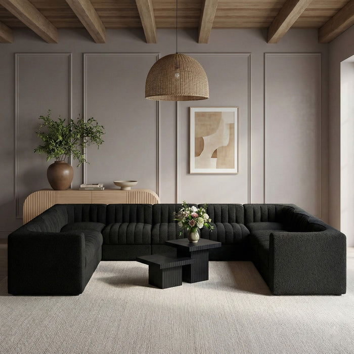 Rummi - Velvet Performance Fabric Upholstered 9 Piece Modular Sectional - Stylish Home Furniture