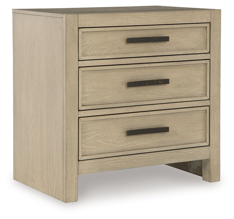 Calmoro - Three Drawer Night Stand - Gray - Stylish Home Furniture