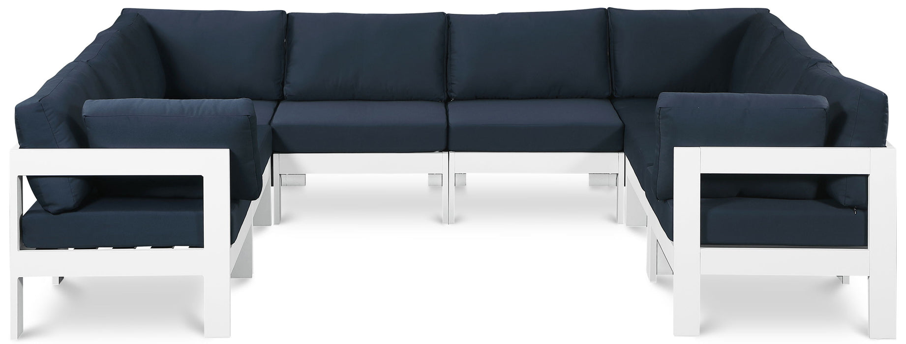 Nizuc - Outdoor Patio 8 Piece Modular Sectional With White Frame