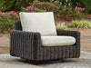 Kimora - 7 Pc. - 4-Piece Outdoor Sectional, Swivel Glider Lounge, Cocktail Table, End Table - Beige / Dark Brown - Stylish Home Furniture